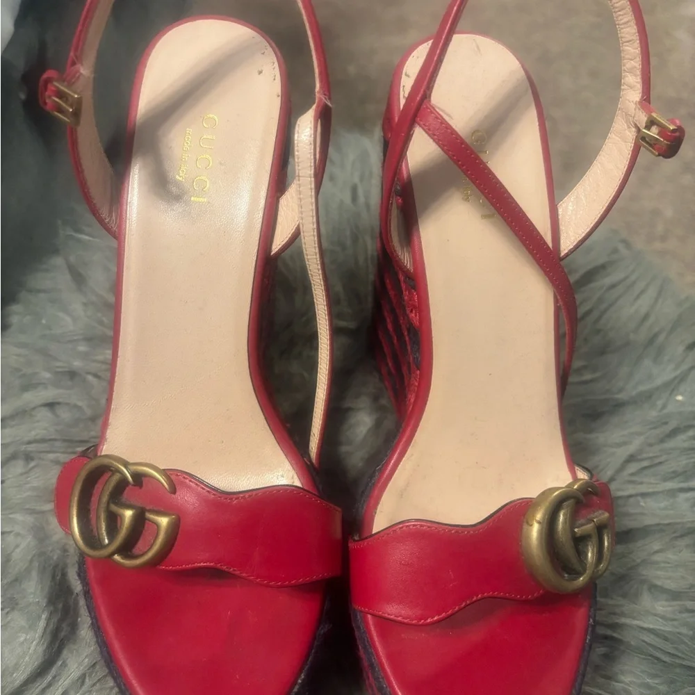 Red Gucci is wedges
